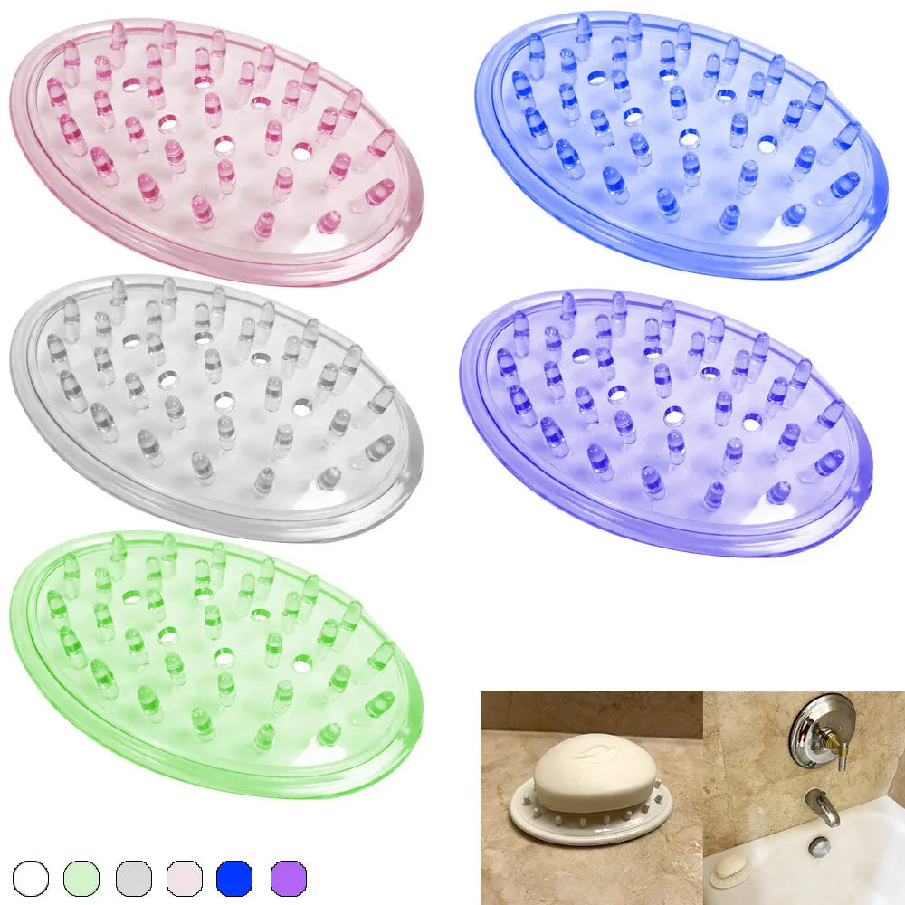 6 Plastic Soap Holder Soap Dish Bar Saver Tray Hole Drain Kitchen Shower Bath
