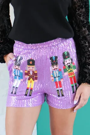 All Is Bright Nutcracker Sequin Shorts