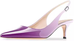 Axellion Women's Slingback Kitten Heels Closed Toe Wedding Pumps, Pointed Toe Low Heel Dress Shoes for Party & Prom