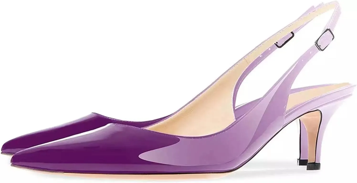 Axellion Women's Slingback Kitten Heels Closed Toe Wedding Pumps, Pointed Toe Low Heel Dress Shoes for Party & Prom