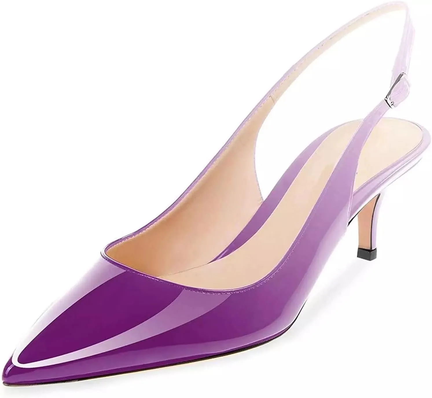 Axellion Women's Slingback Kitten Heels Closed Toe Wedding Pumps, Pointed Toe Low Heel Dress Shoes for Party & Prom