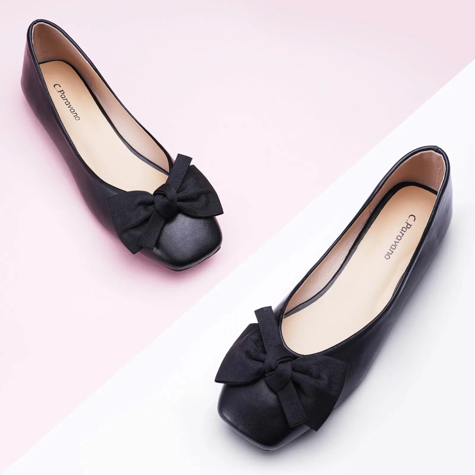 Bow Ballerina Flats (Eva) Black