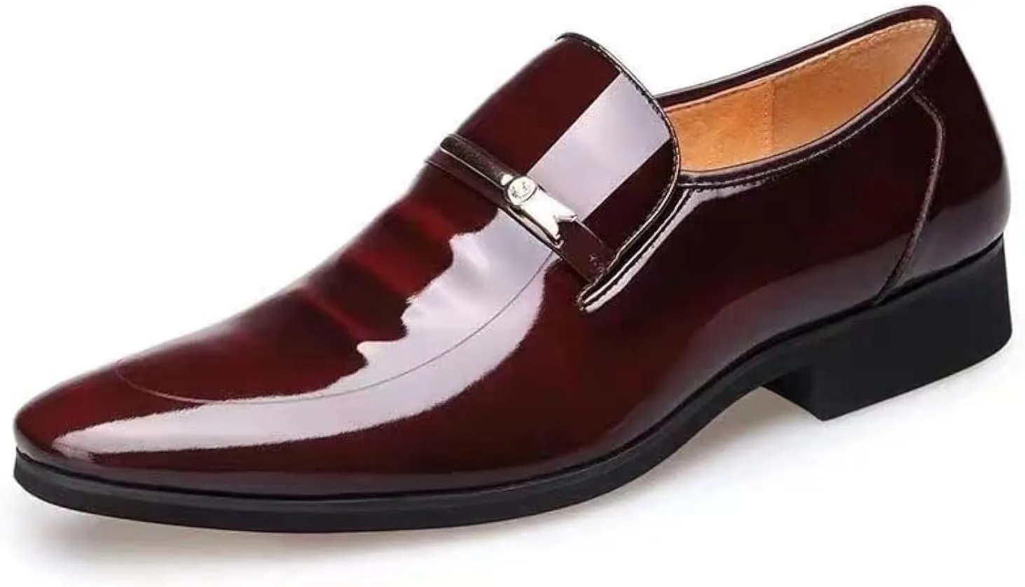 BULMEGIRY Mens Oxford Dress Shoes Faux Patent Leather Wedding Shoes Classic Lace-up Formal Tuxedo Derby Shoes Black