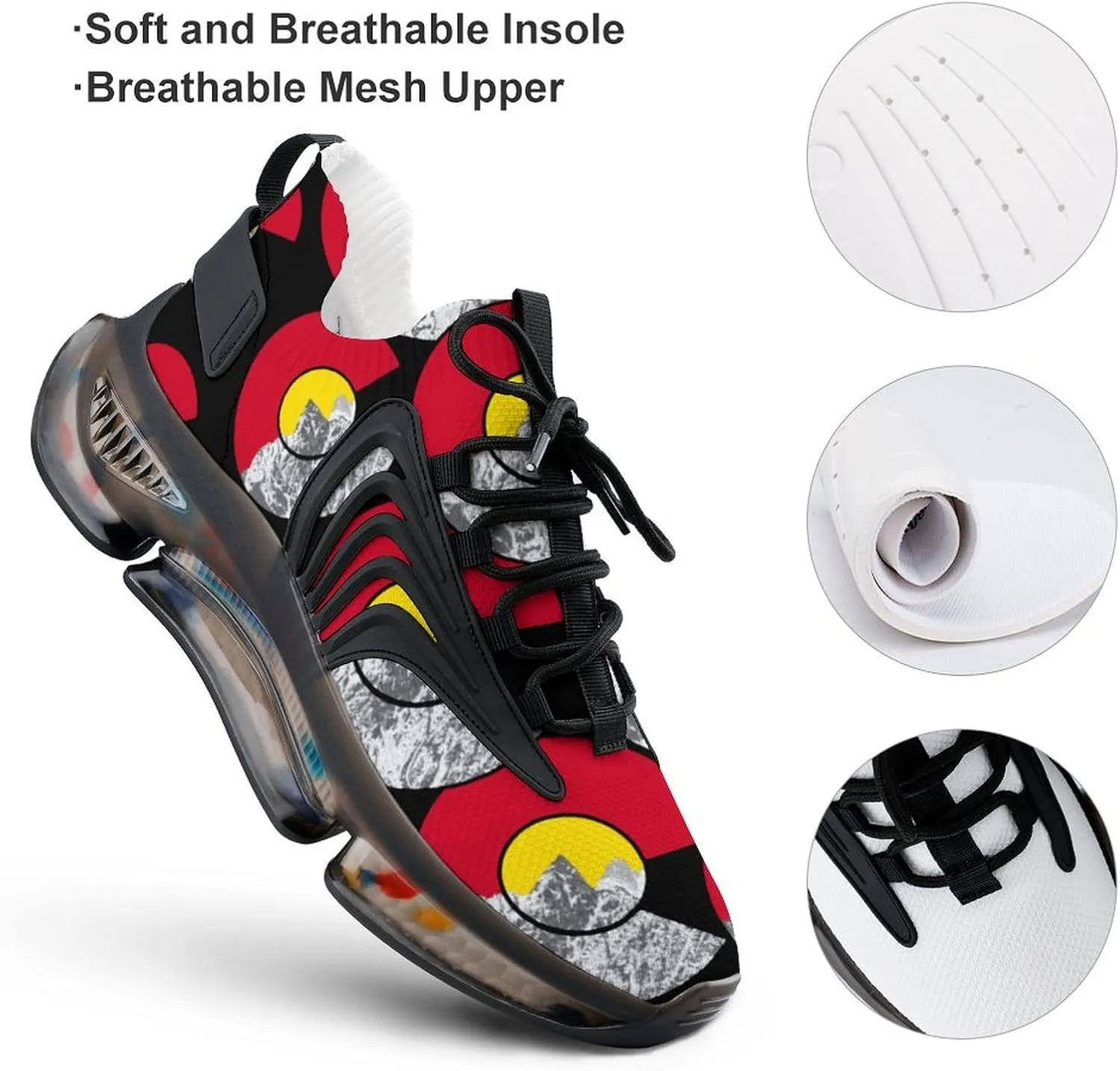 Colorado Flag Moutain Running Shoes for Men Low Top Athletic Training Shoe Sports Walking Shoes Non-Slip Gym Sneakers