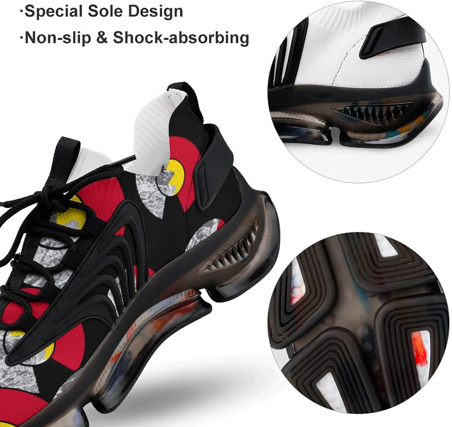 Colorado Flag Moutain Running Shoes for Men Low Top Athletic Training Shoe Sports Walking Shoes Non-Slip Gym Sneakers