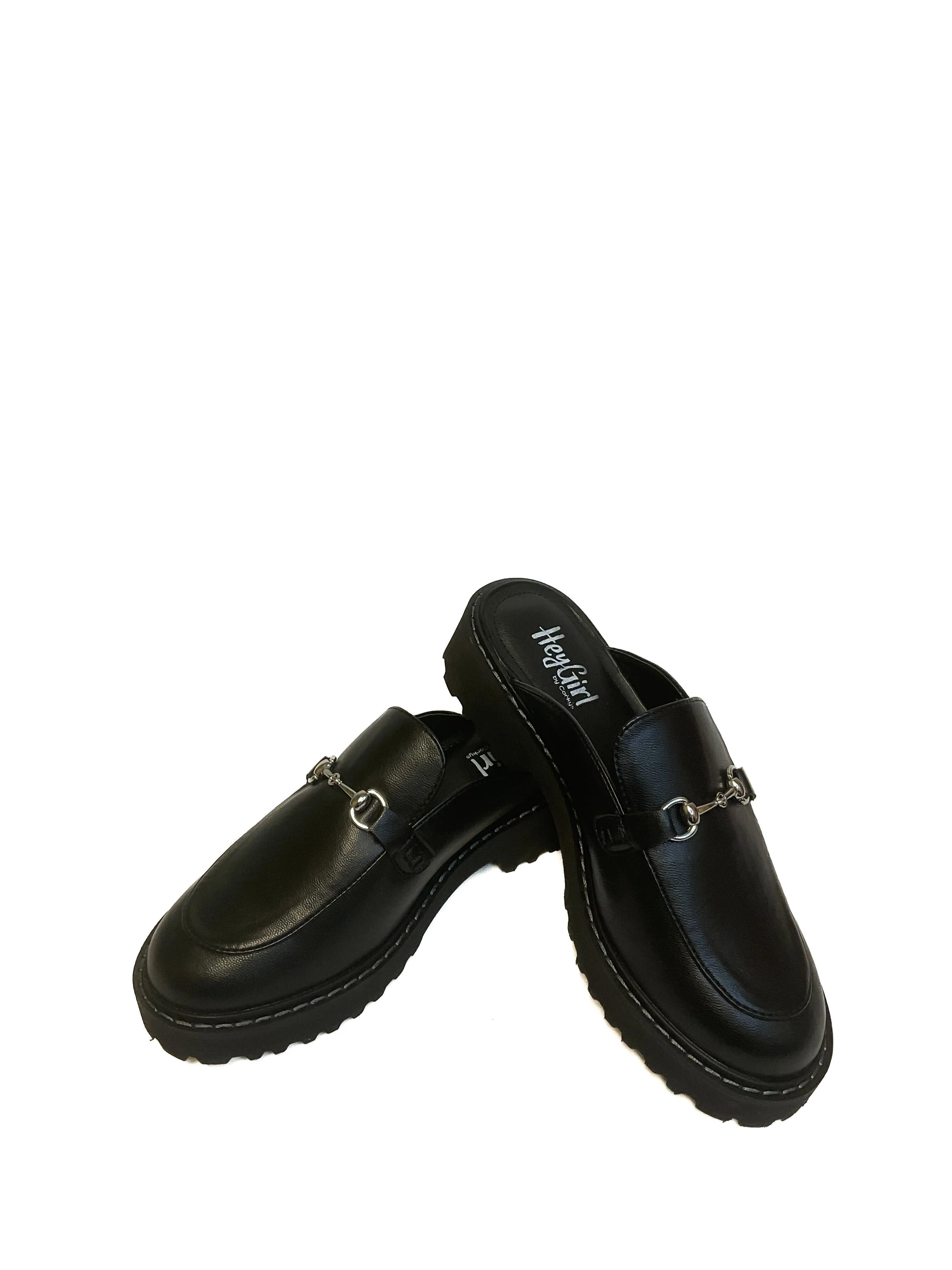 Corkys Wingin It Loafer Slides in Black Smooth