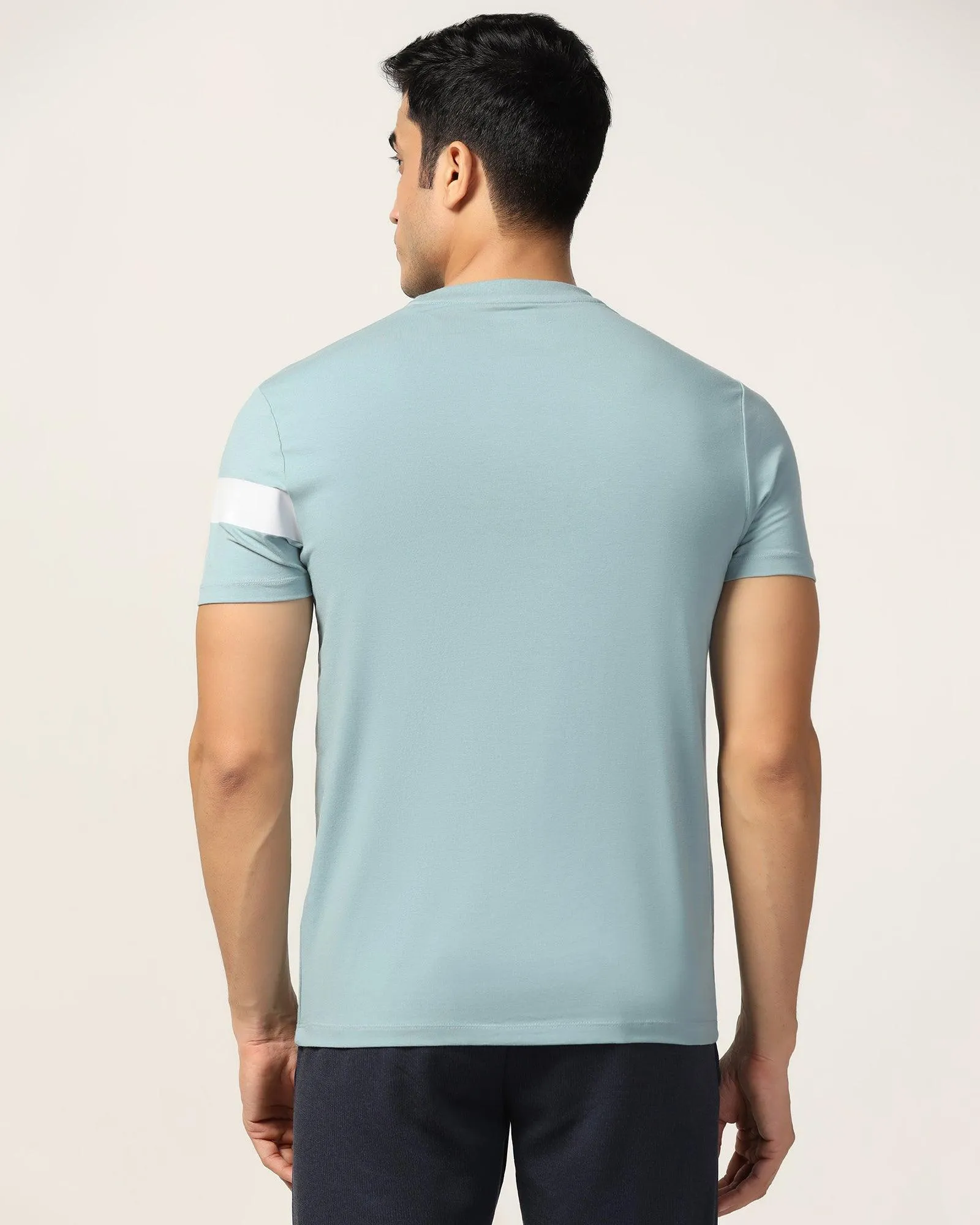 Crew Neck Blue Printed T-Shirt - Samuel