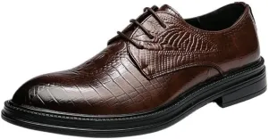 Dress Oxford for Men Fashion Lace Up Comfort Orthopedic Round Toe Vegan Leather Casual Non Slip Shoe