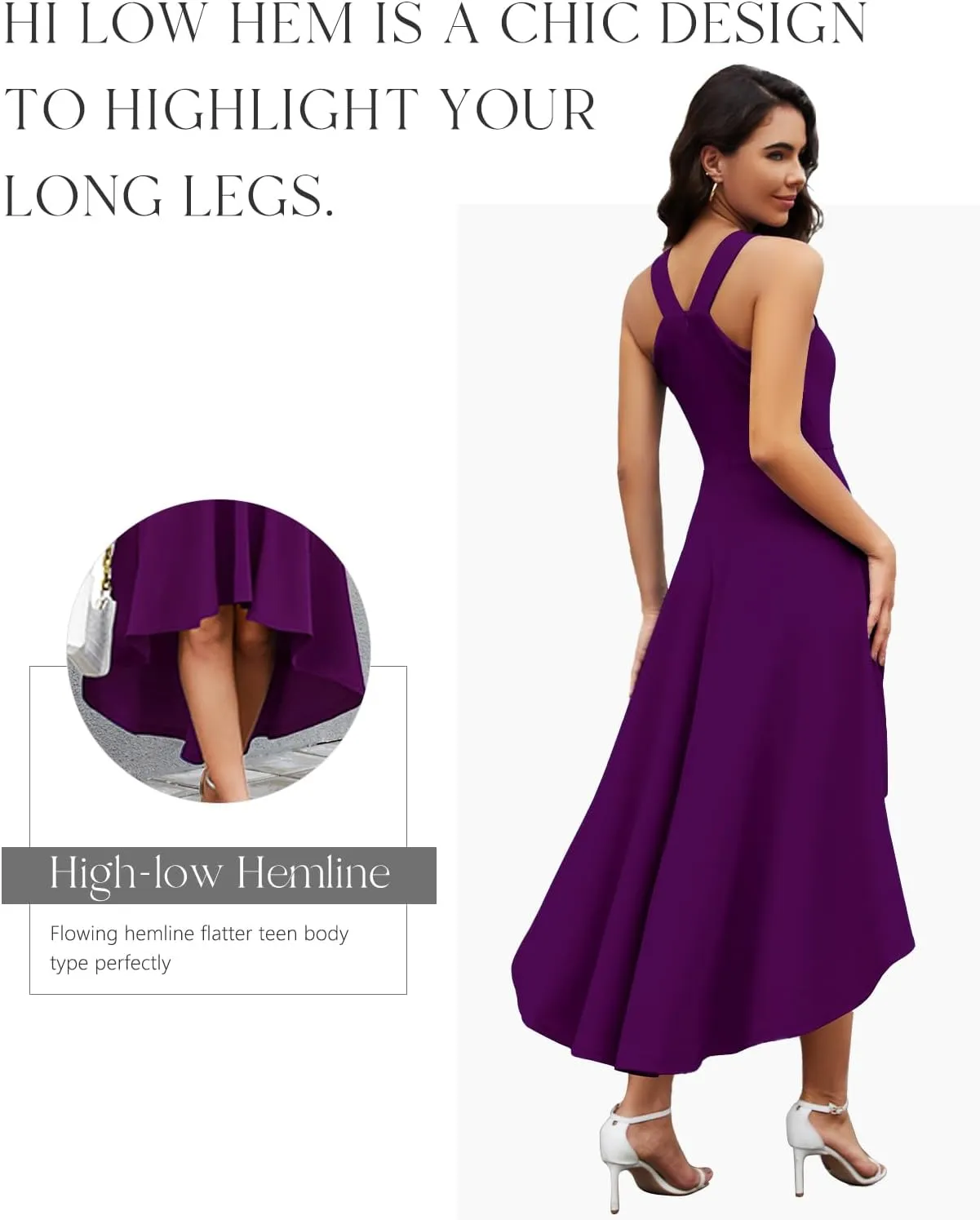 DRESSTELLS Women Cocktail Formal Dresses 2025 Summer Wedding Guest Halter High Low Party Dress