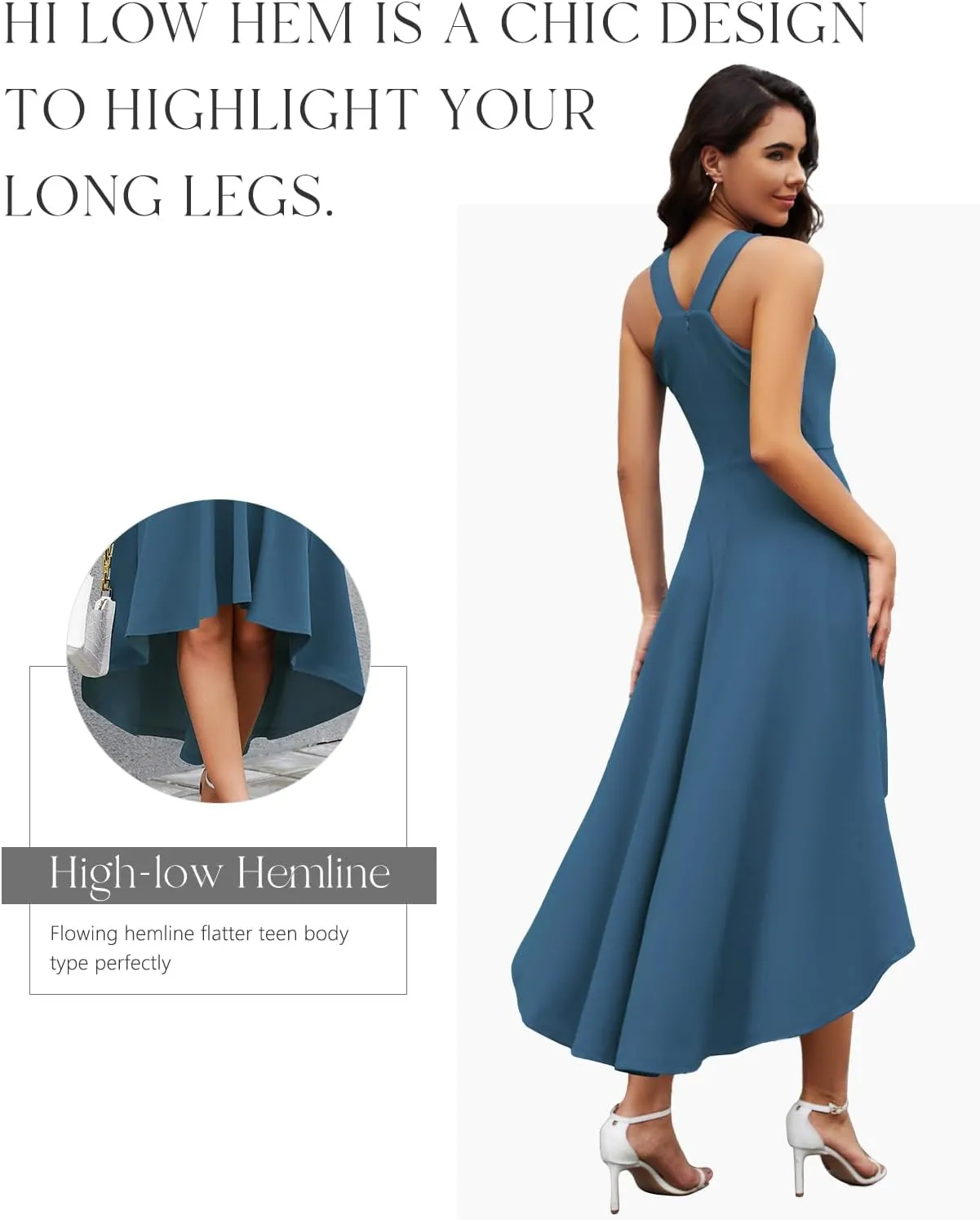 DRESSTELLS Women Cocktail Formal Dresses 2025 Summer Wedding Guest Halter High Low Party Dress