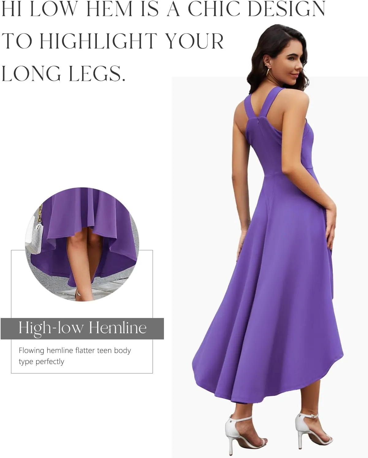 DRESSTELLS Women Cocktail Formal Dresses 2025 Summer Wedding Guest Halter High Low Party Dress