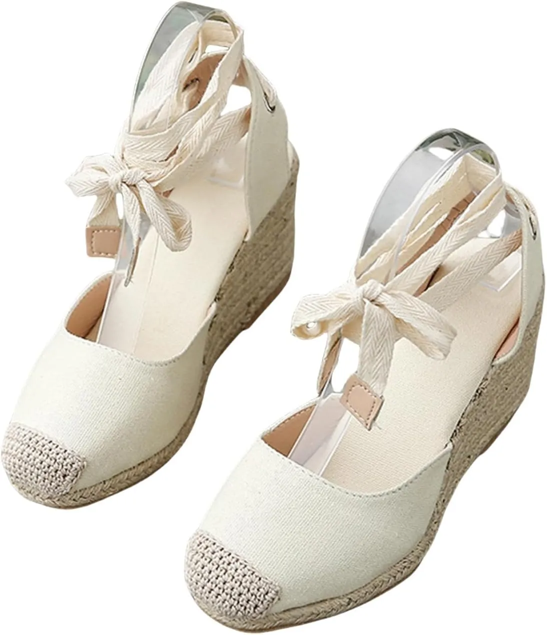 Espadrilles Wedge Sandals for Women Platform Closed Toe Ankle Strap Lace Up Summer Sandals Arch Support Walking Sandal Comfortable Orthopedic Slippers Dressy Beach Slippers