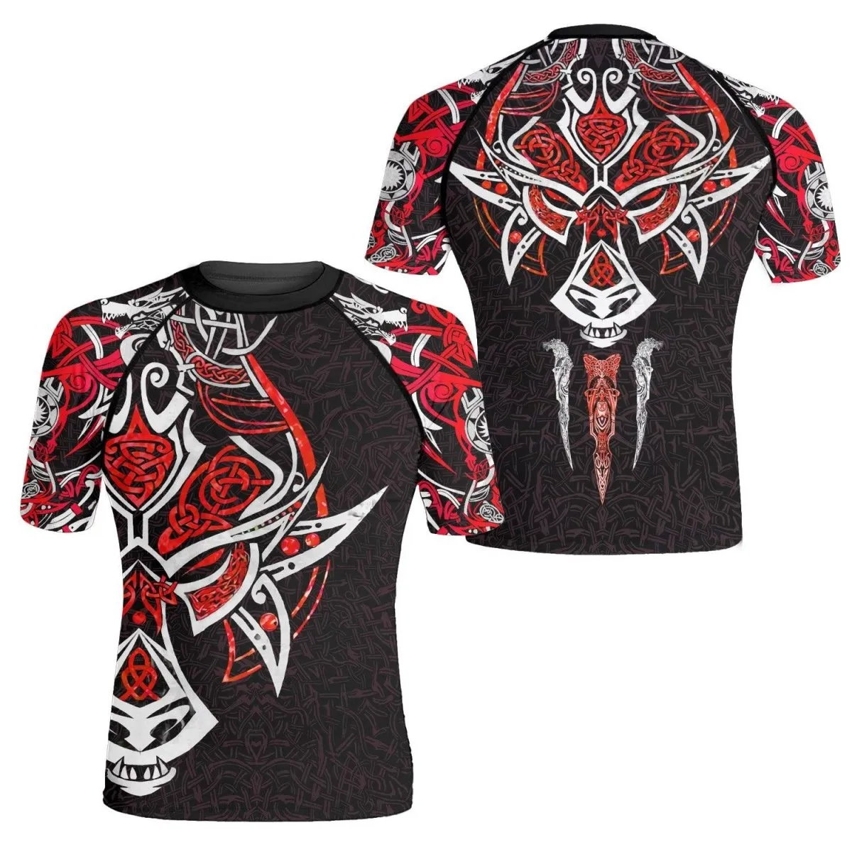 Fenrir Red Viking Men's Short Sleeve Rash Guard