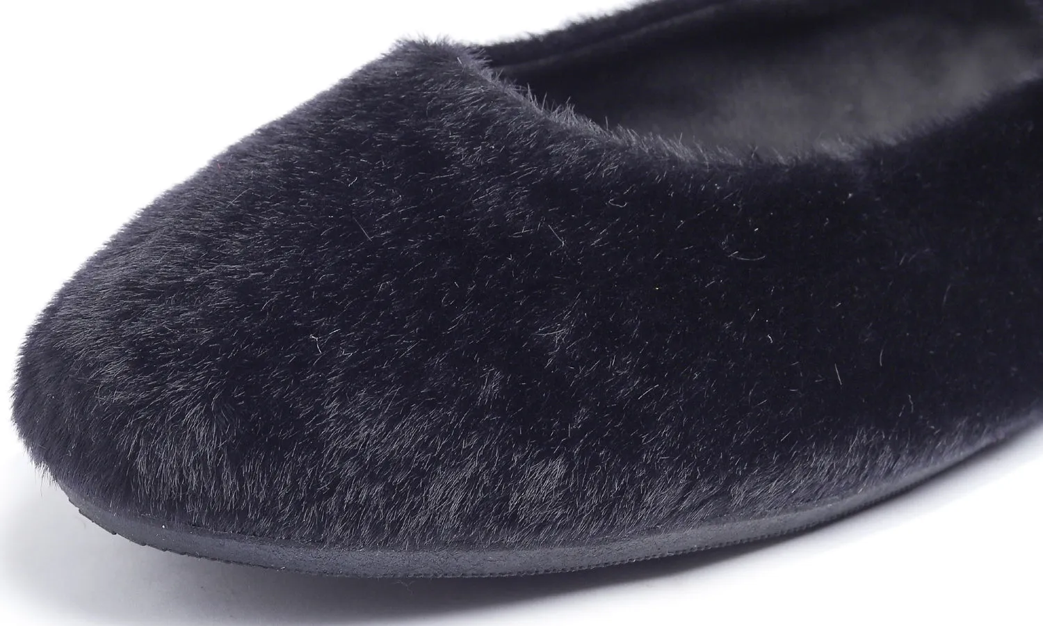 Feversole Women's Mary Jane Fashion Round Toe Easy Buckle Slip On Cozy Warm Flats Black Plush