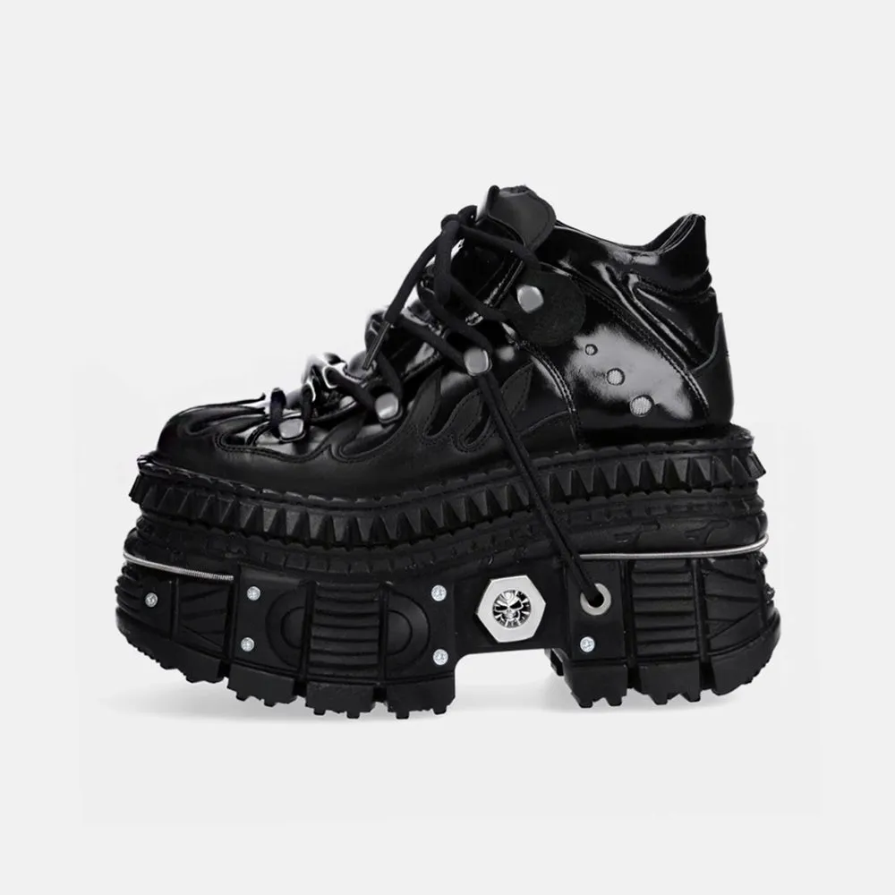 High Road Simple Black Platform Sneakers  HL3111