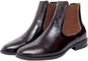 HOOENG Chelsea Boots for Men Round Toe Simple Leather Wearable Waterproof Anti-Slip On Non Slip Work Dress (Color : Brown Lined, Size : 8.5)