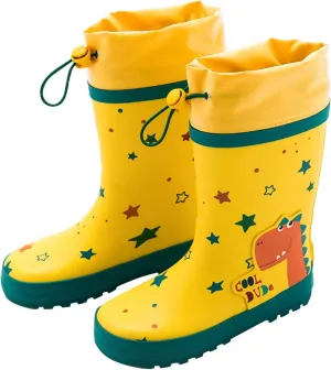 IWIHMIV Rain Boots for Toddler Girls Toddler Kids Lightwight Waterproof Rain Boots Rubber Adjustable Rain Boots