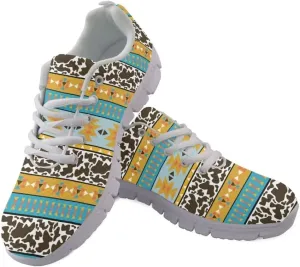 Jeiento Athletic Sneakers for WomenMen Ethnic Style Mesh Running Shoes Workout Sneakers Lace-up Tennis Shoes Non Slip Gym Sports Shoes