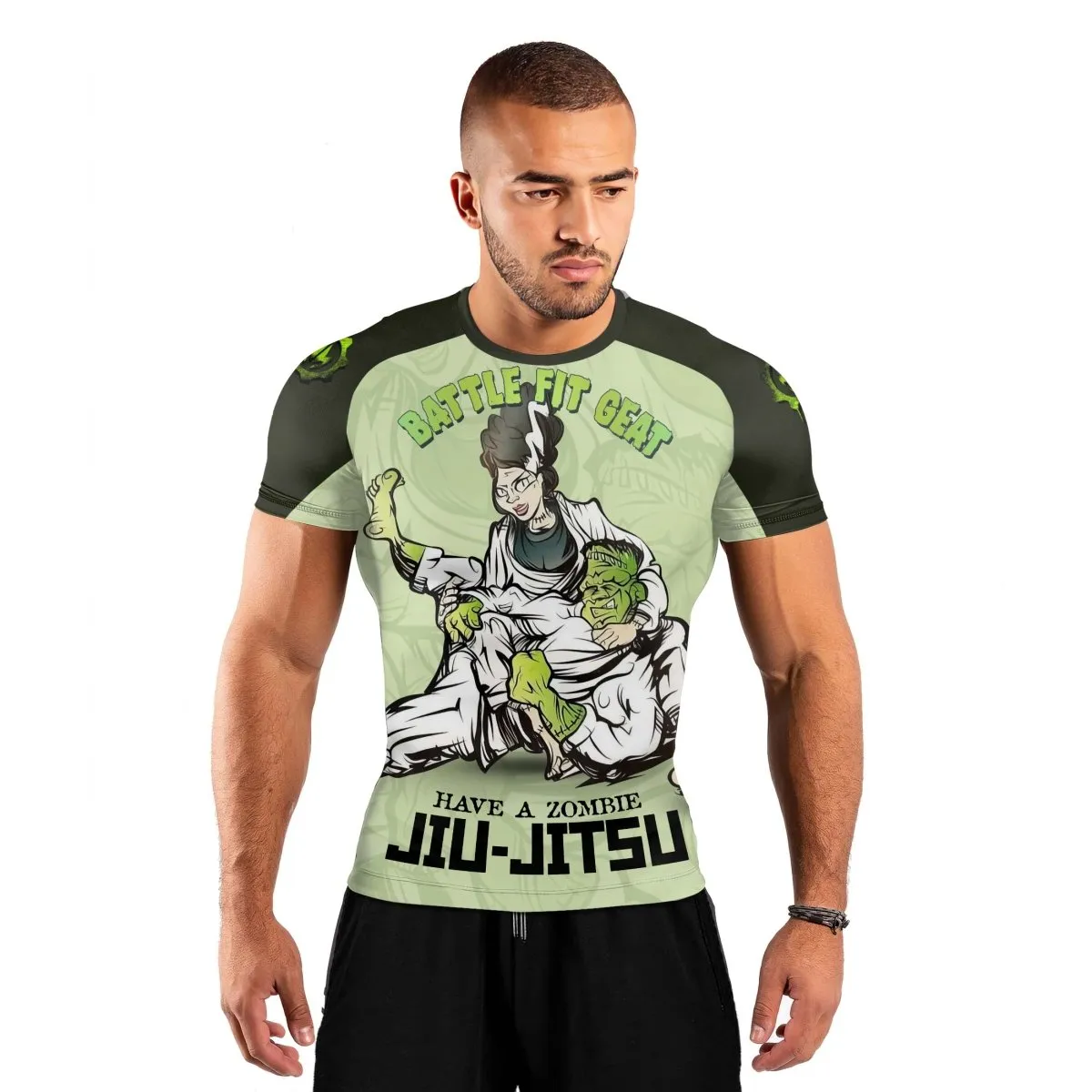 Jiu Jitsu Frankenstein Men's Short Sleeve Rash Guard