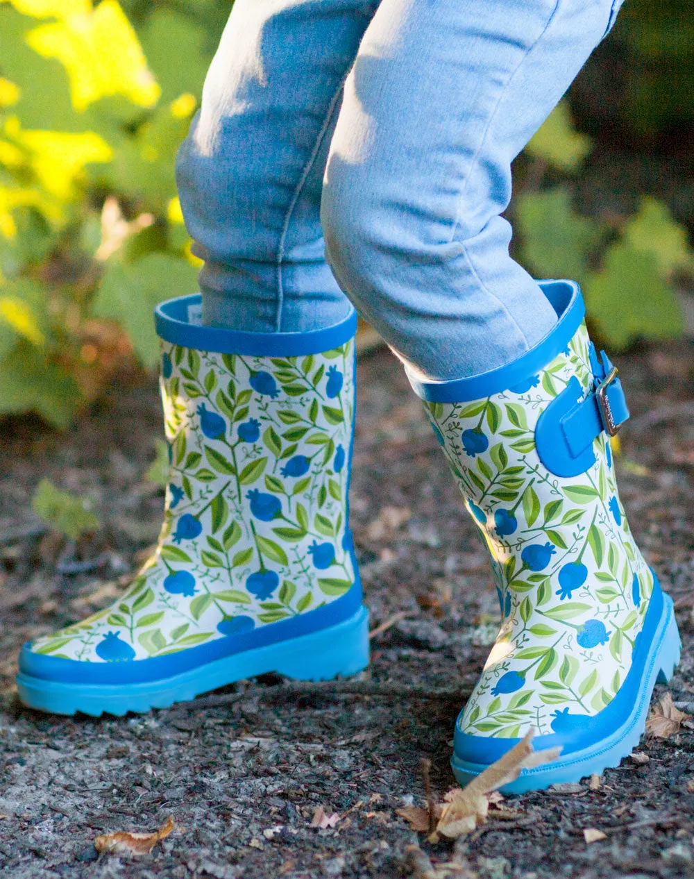 KID’S BUCKLE RUBBER RAIN BOOTS SWEET BLUEBERRIES