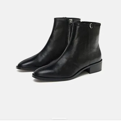 leather low heels boots
