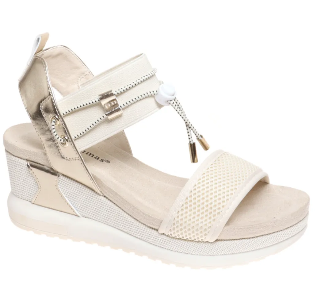 Lyra Gold Comb Wedge Sandal