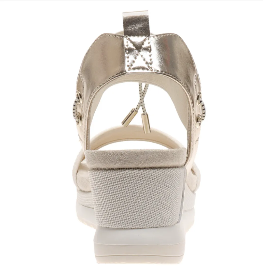 Lyra Gold Comb Wedge Sandal