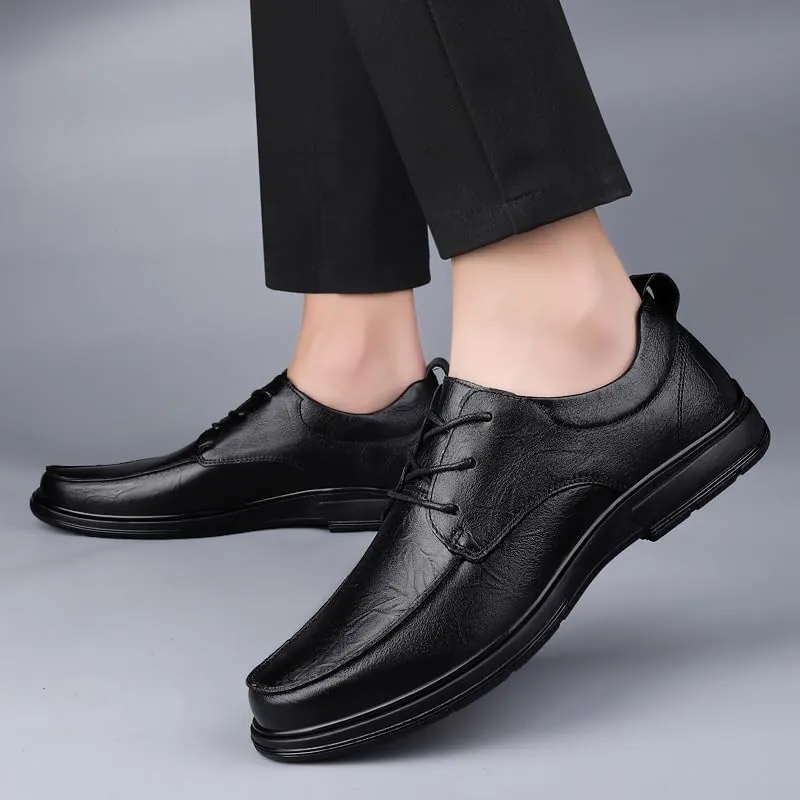 Men's Business Formal Shoes Fashion Lace Up Casual Oxford Shoes Mens Waterproof Genuine Leather Shoes