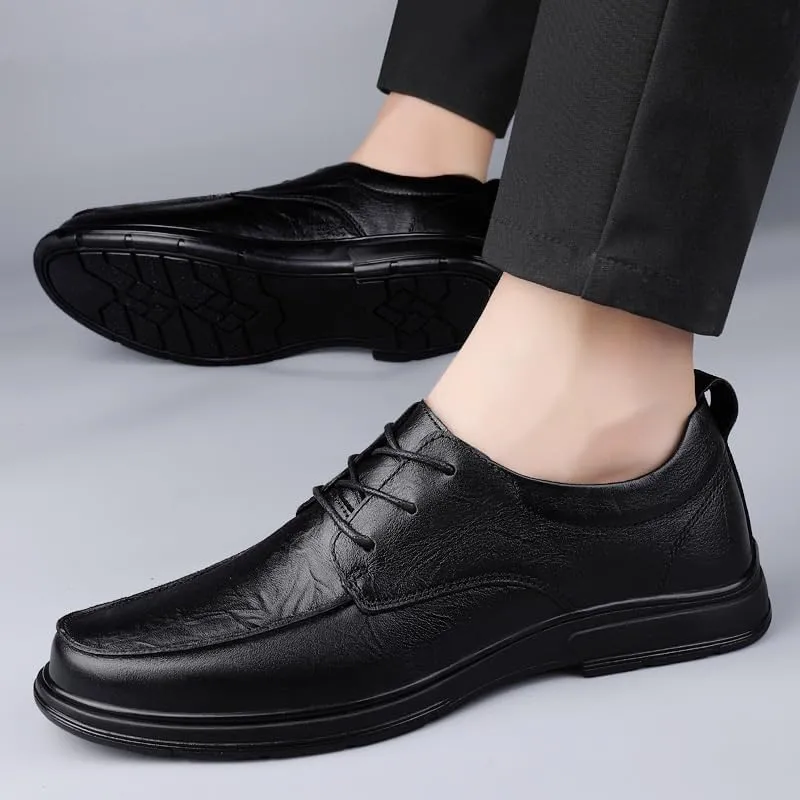 Men's Business Formal Shoes Fashion Lace Up Casual Oxford Shoes Mens Waterproof Genuine Leather Shoes