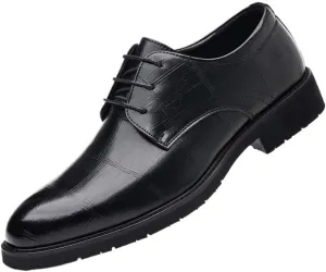 Men's Dress Oxford Formal Shoes Lace-up Comfort Orthopedic Brogue Burnished Leather Block Heel Shoe for Casual Wedding Party Prom