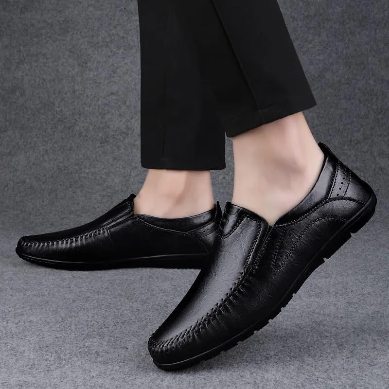 Men's Low Top Formal Business Oxford Shoes - Non-Slip Waterproof Slip-On Derby Shoes for Professionals
