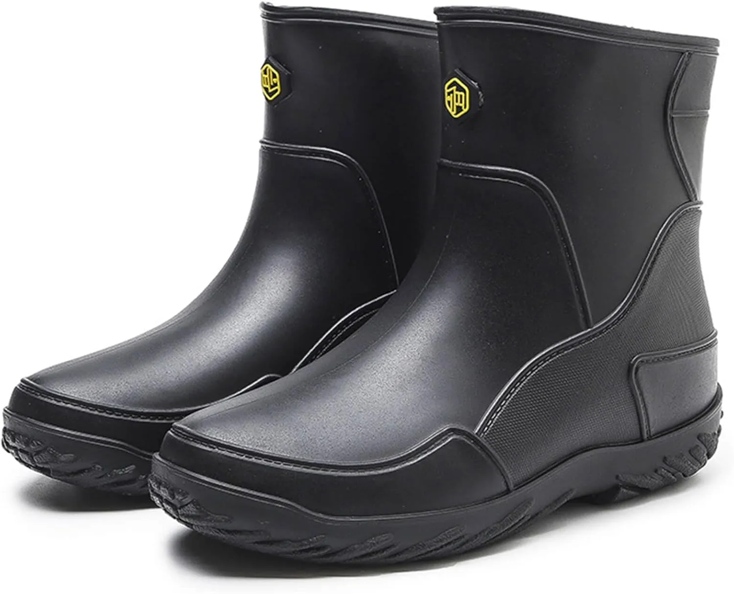 Men's rain boots, waterproof rain boots, mid-calf, fashionable outer water shoes, velvet for warmth, rubber shoes