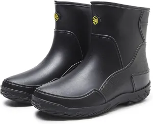 Men's rain boots, waterproof rain boots, mid-calf, fashionable outer water shoes, velvet for warmth, rubber shoes