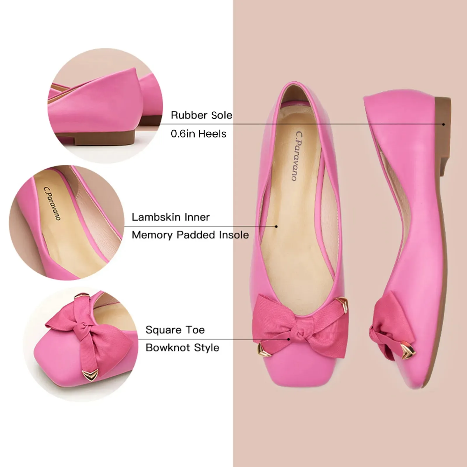 Metal Bow Ballerina Flats (Eva)