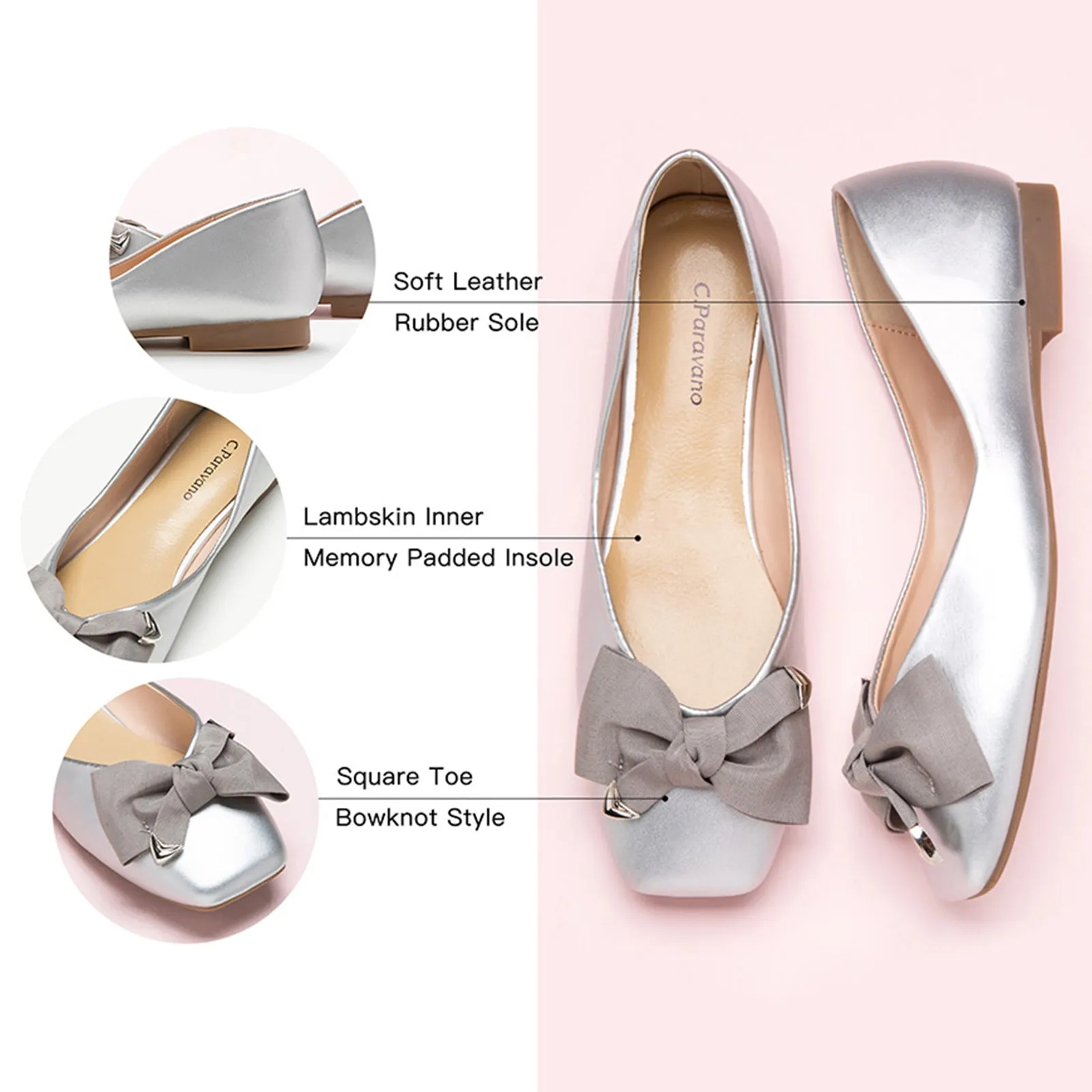 Metal Bow Ballerina Flats (Eva)