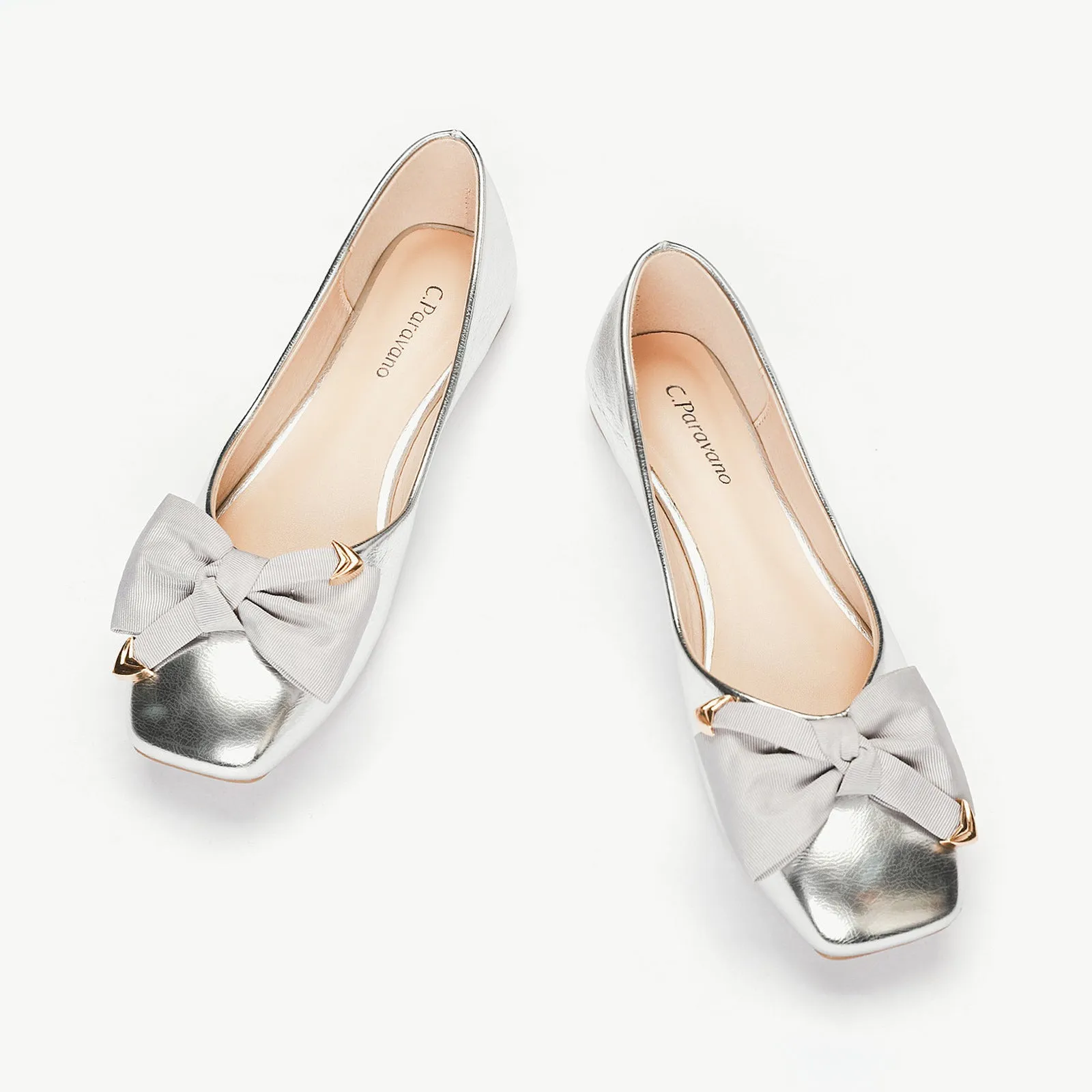 Metal Bow Ballerina Flats (Eva)