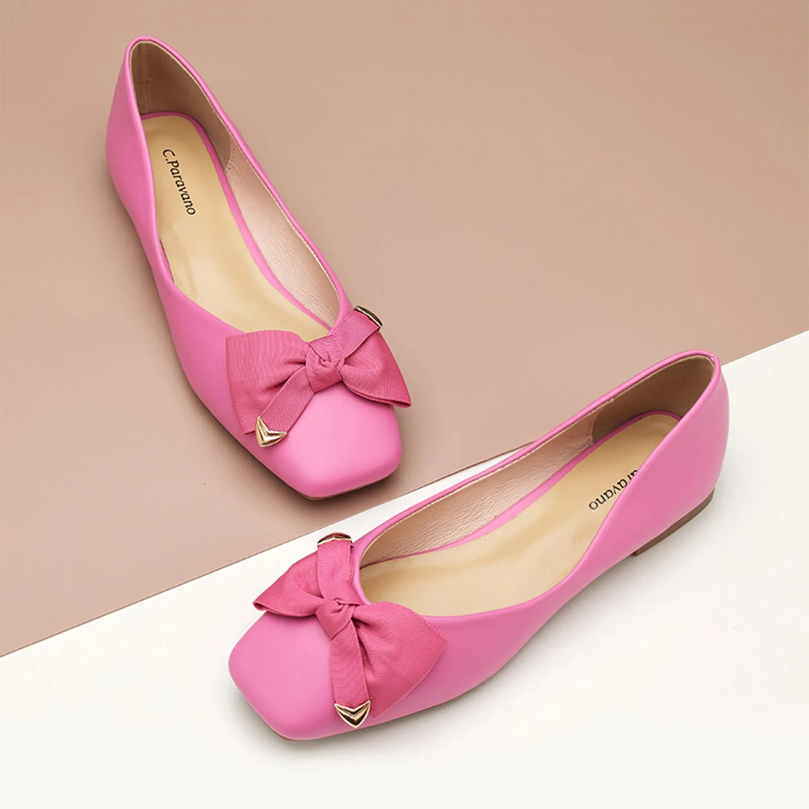 Metal Bow Ballerina Flats (Eva)