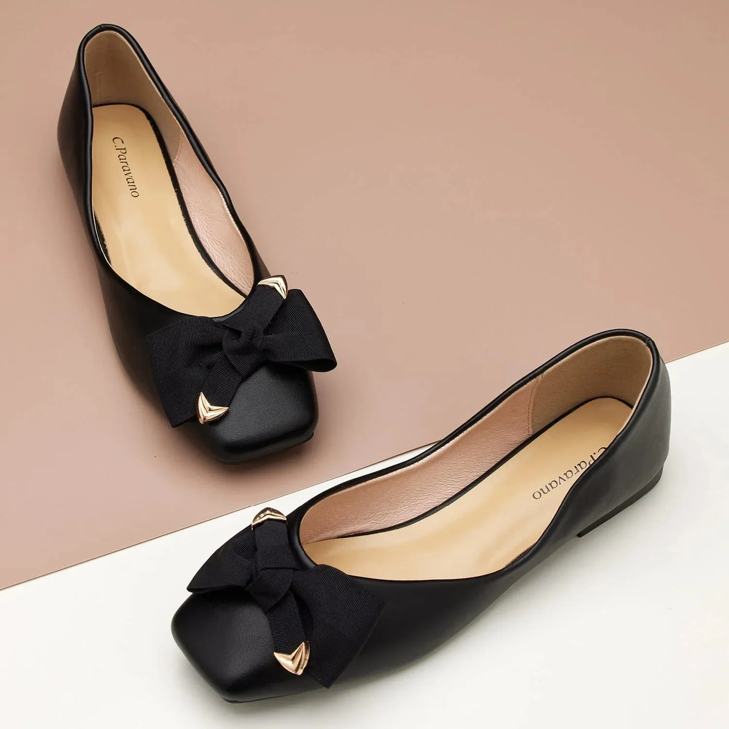 Metal Bow Ballerina Flats (Eva)