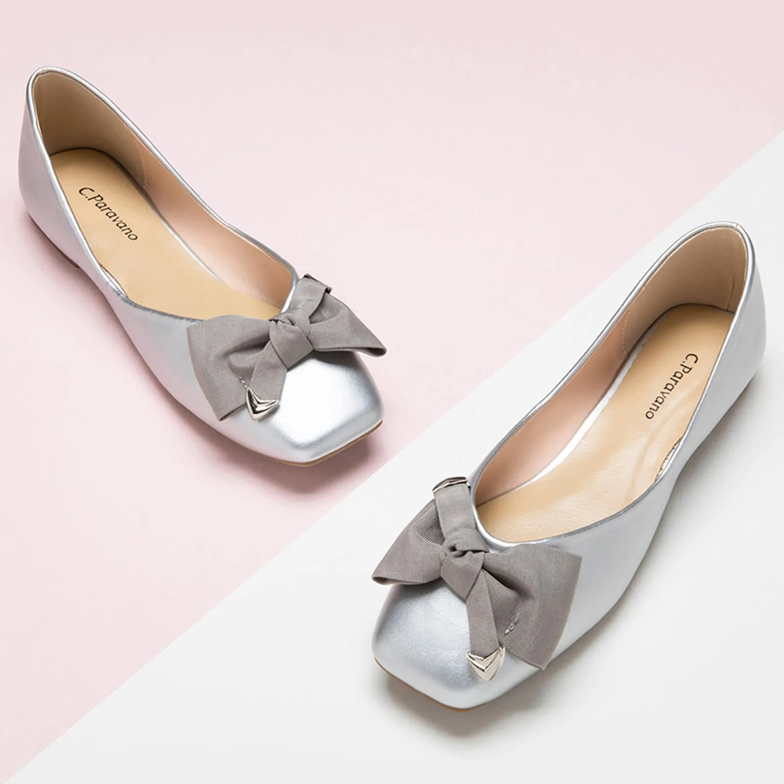 Metal Bow Ballerina Flats (Eva)