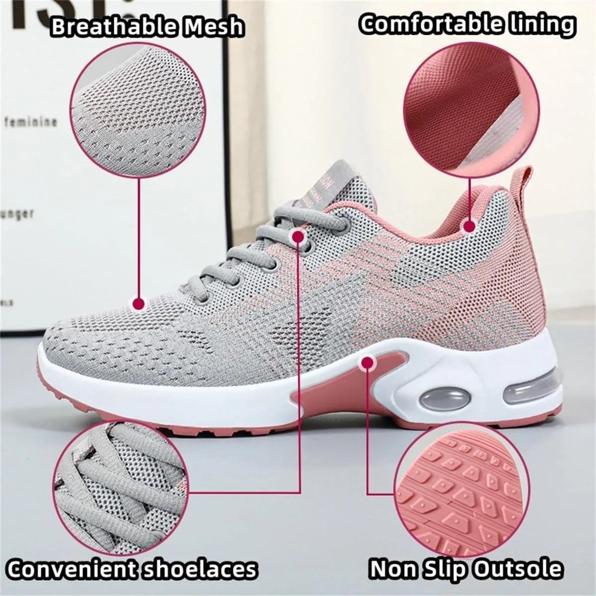 Orthopedic Shoes for Women Slip On Air Cushion Running Walking Lightweight Mesh Breathable Safety Shoe Casual Athletic Non Slip Sneakers