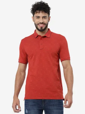 Rust Printed Slim Fit Polo T-Shirt | JadeBlue