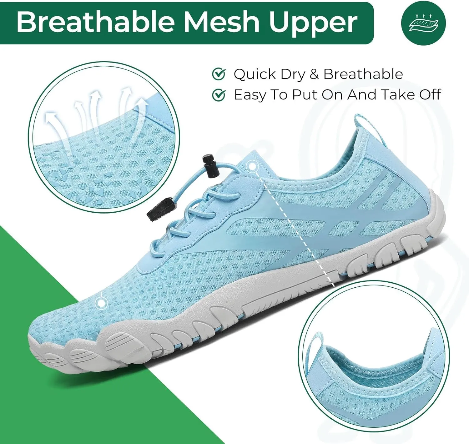 SAGUARO Quick-Dry Water Shoes for Women  Wide Toe Box Barefoot Shoes, Lightweight Breathable for Beach, Swimming and Outdoor Activities Size 6-11.5