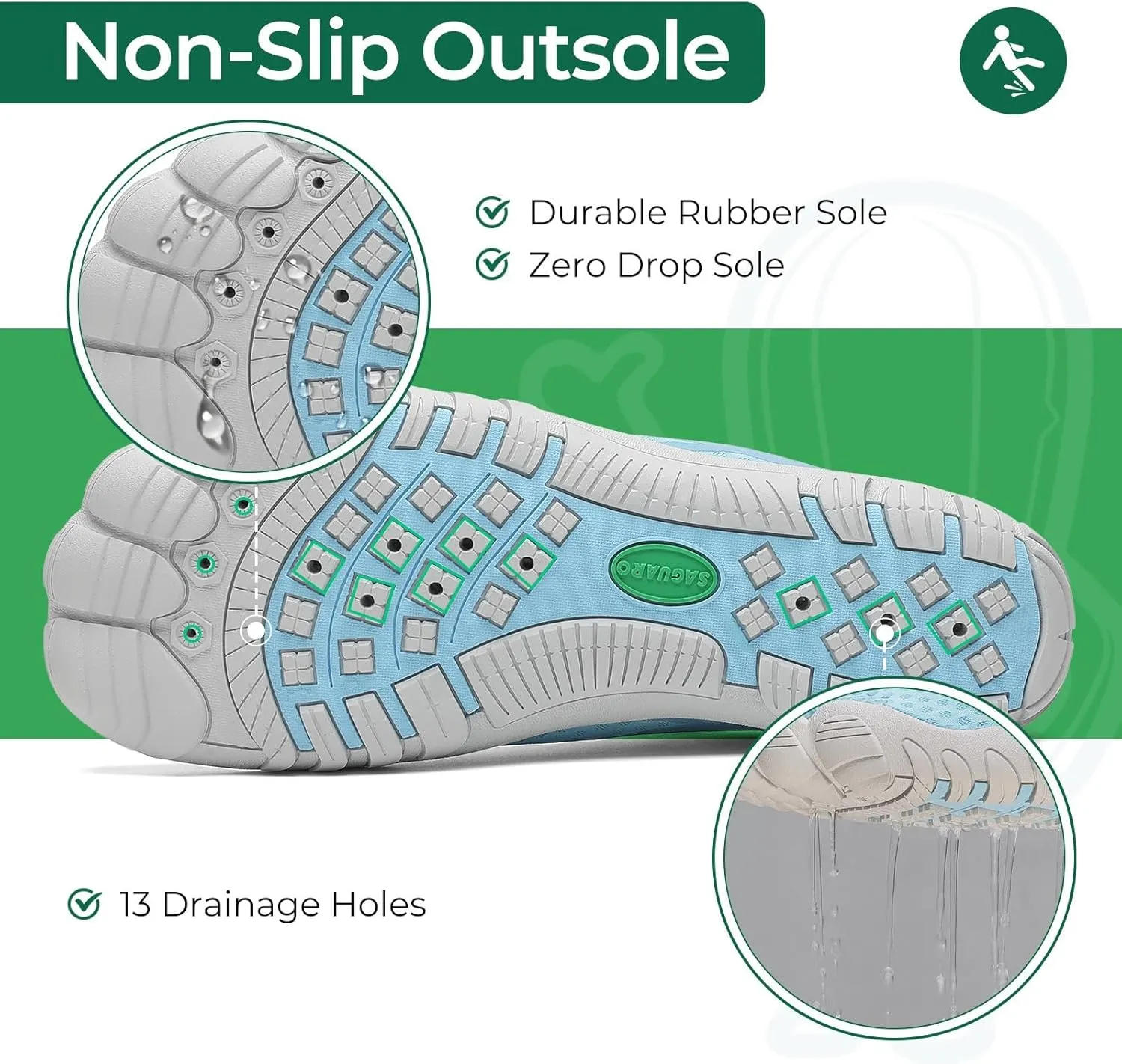 SAGUARO Quick-Dry Water Shoes for Women  Wide Toe Box Barefoot Shoes, Lightweight Breathable for Beach, Swimming and Outdoor Activities Size 6-11.5