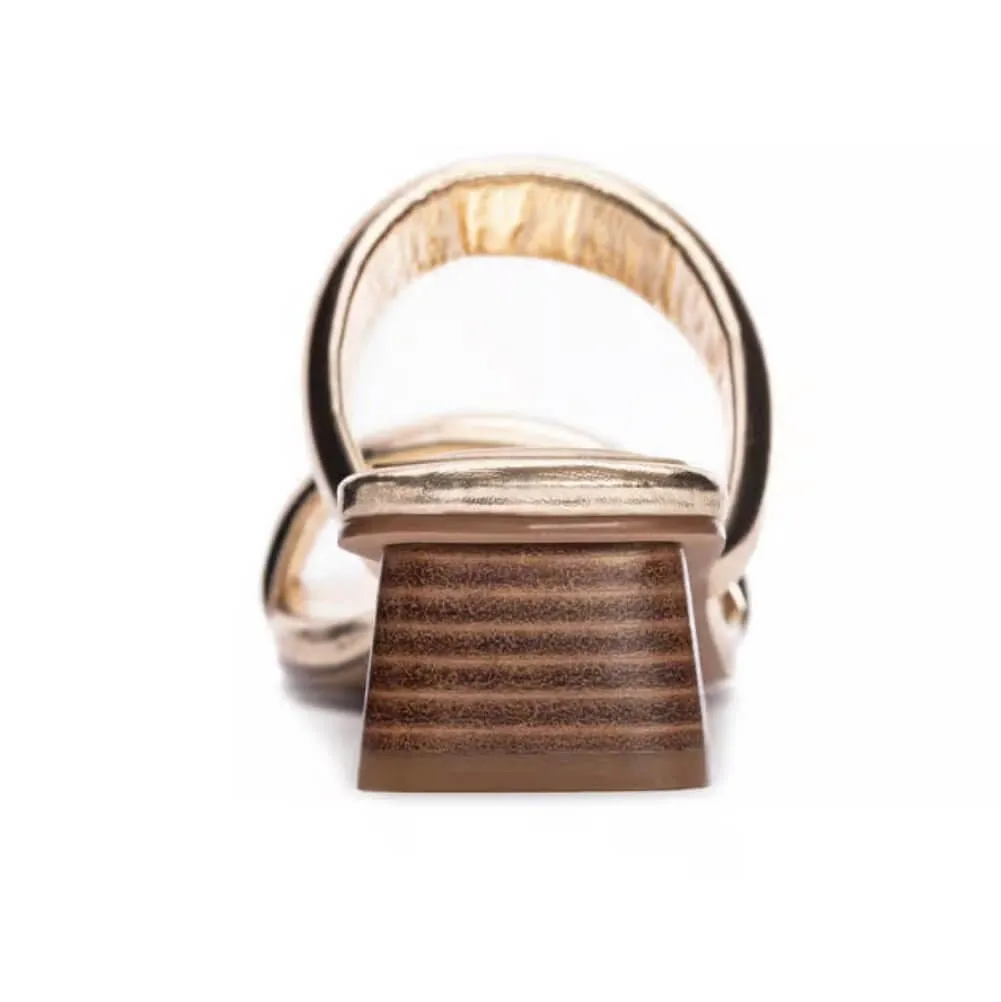 The Ali Slide: Gold Strap 2" Sandal