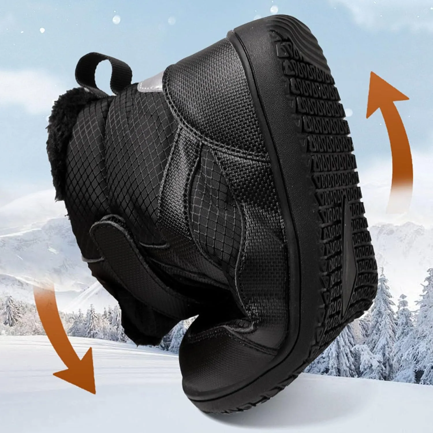 Toddler Boys Girls Winter Snow Barefoot Boots with Wide Toe Box Slip Drop Sole Ankle Boots Hiking Fur Lined Winter Boots