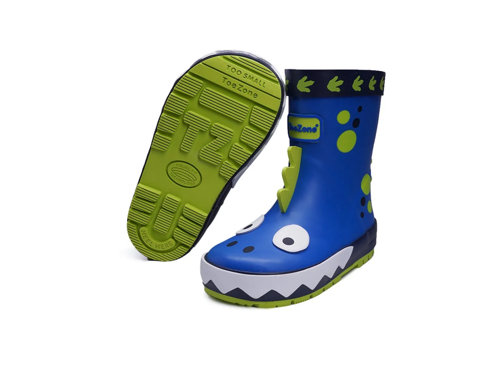 TOM - Boys' Blue Dinosaur Themed Rain Boots