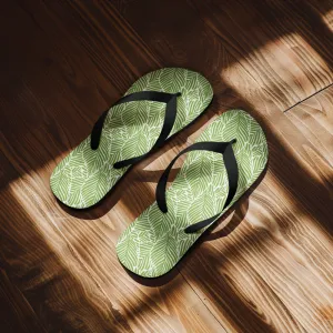 Tropical Leaf Print Flip Flops  Custom Green Summer Sandals