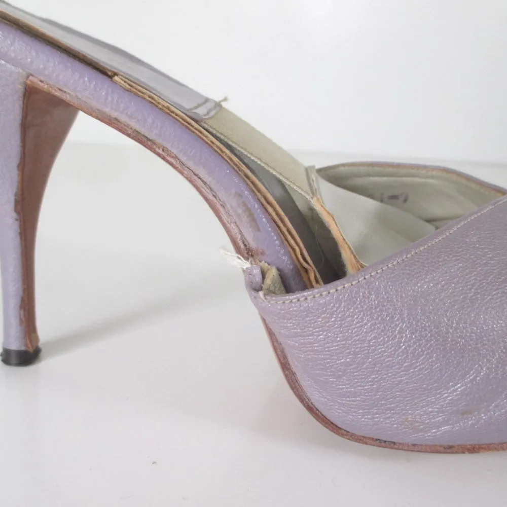 Vintage 60s Lilac Studded Springolator Heels Shoes 7.5