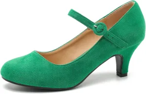 Women's Vintage Mary Jane Shoes Dress Comfortable Low Kitten Heels Ankle Strap Closed Round Toe Office Work Wedding Pumps